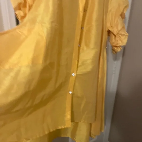 NWT “STAND IN STYLE”  Yellow Button-Up Sheer/LINEN/POLYESTER BLEND Dress 1X - Picture 2 of 11